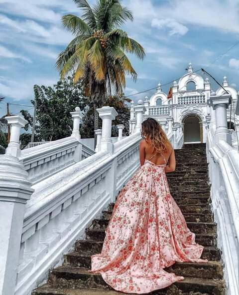 Temple Steps in a Flowing Dress