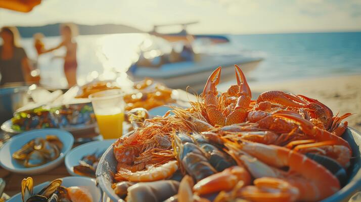Enjoy fresh seafood on the beach